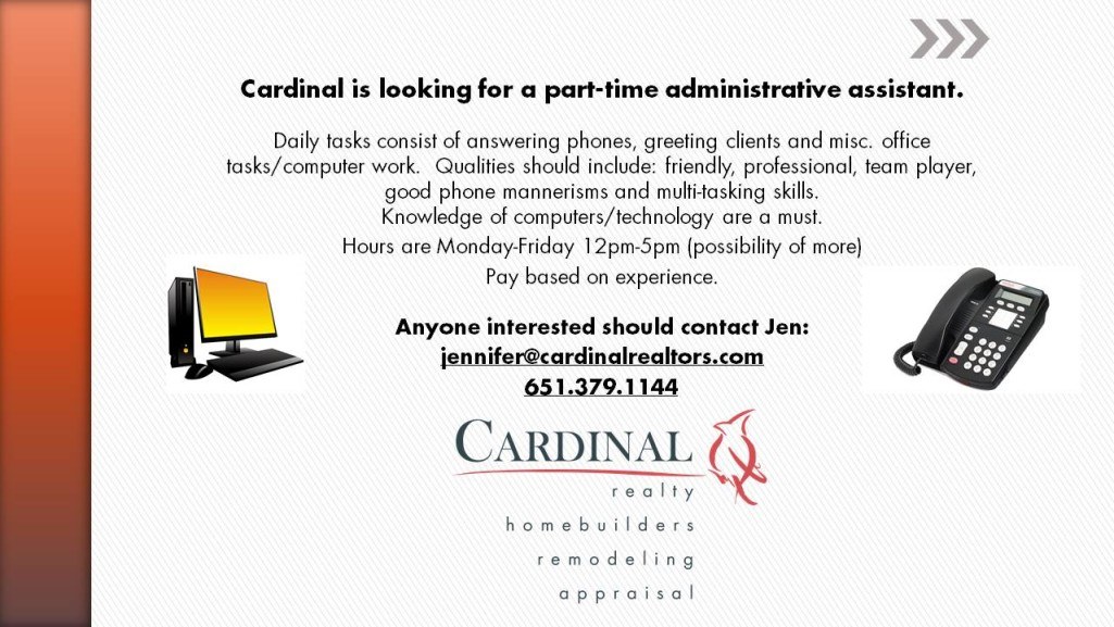 cardinal is looking for PT admin